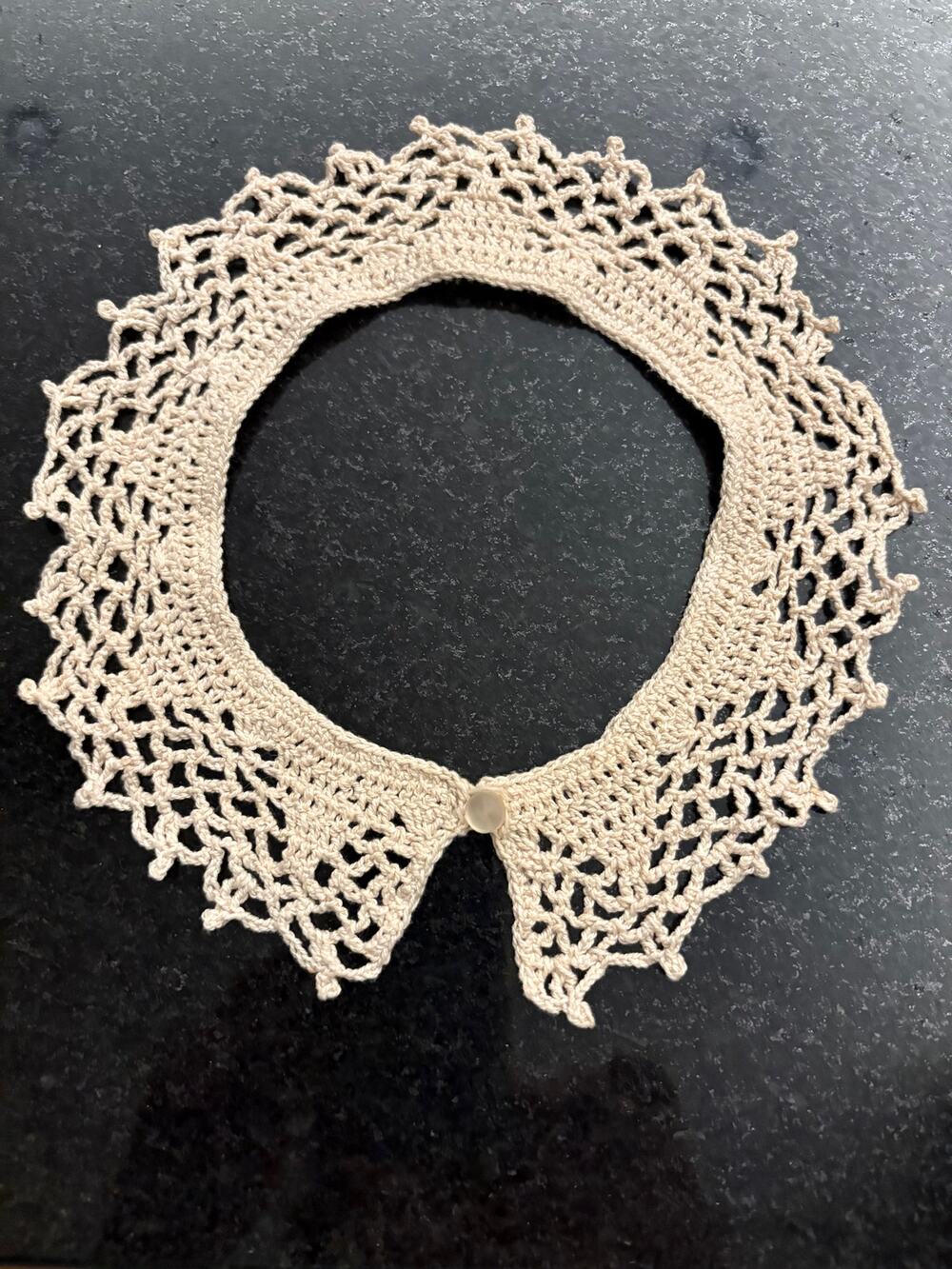 Vintage Hand Crocheted Cream Collar Kids Size